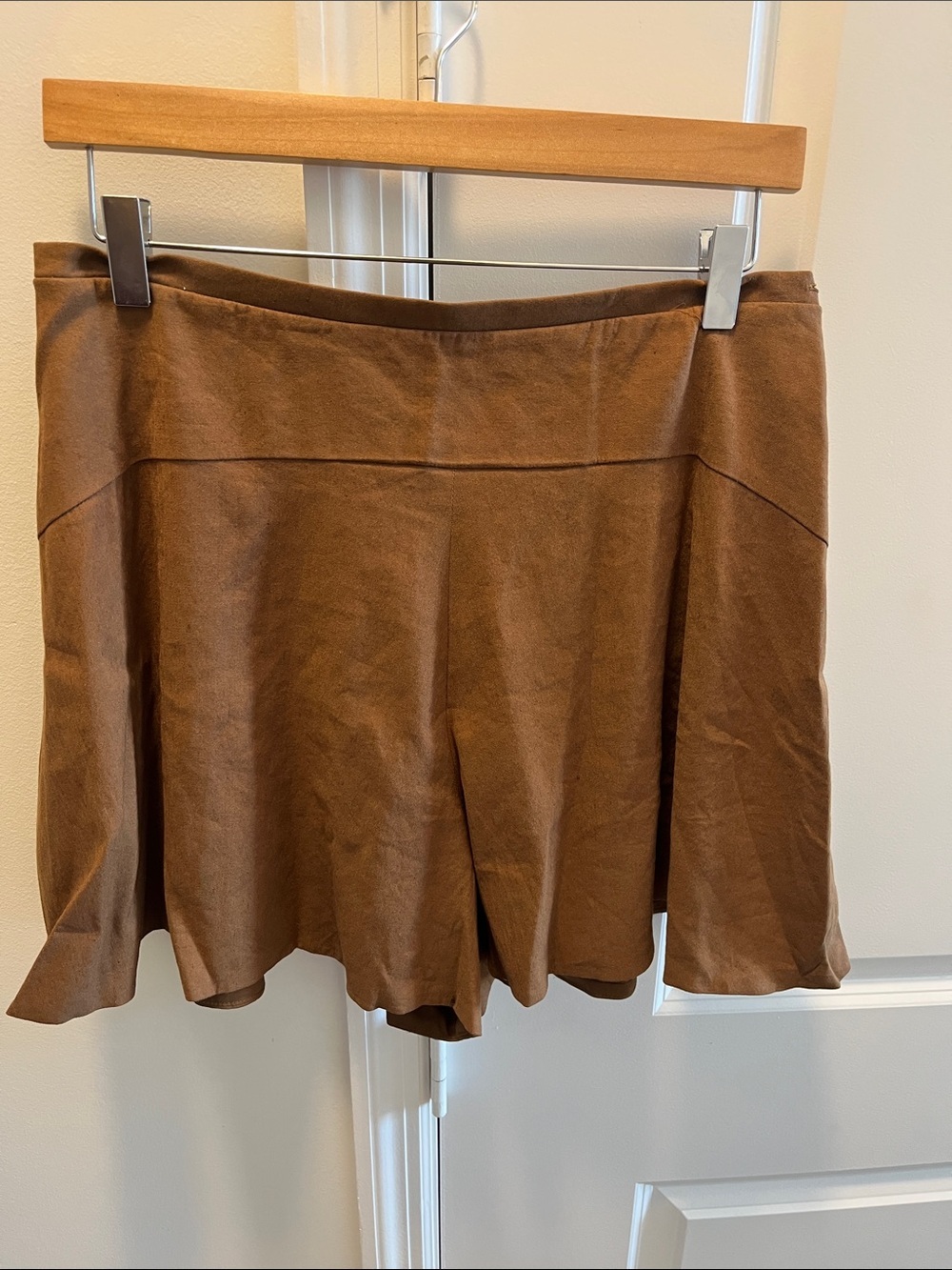 Vince Brown Suede-Look Flared Skort